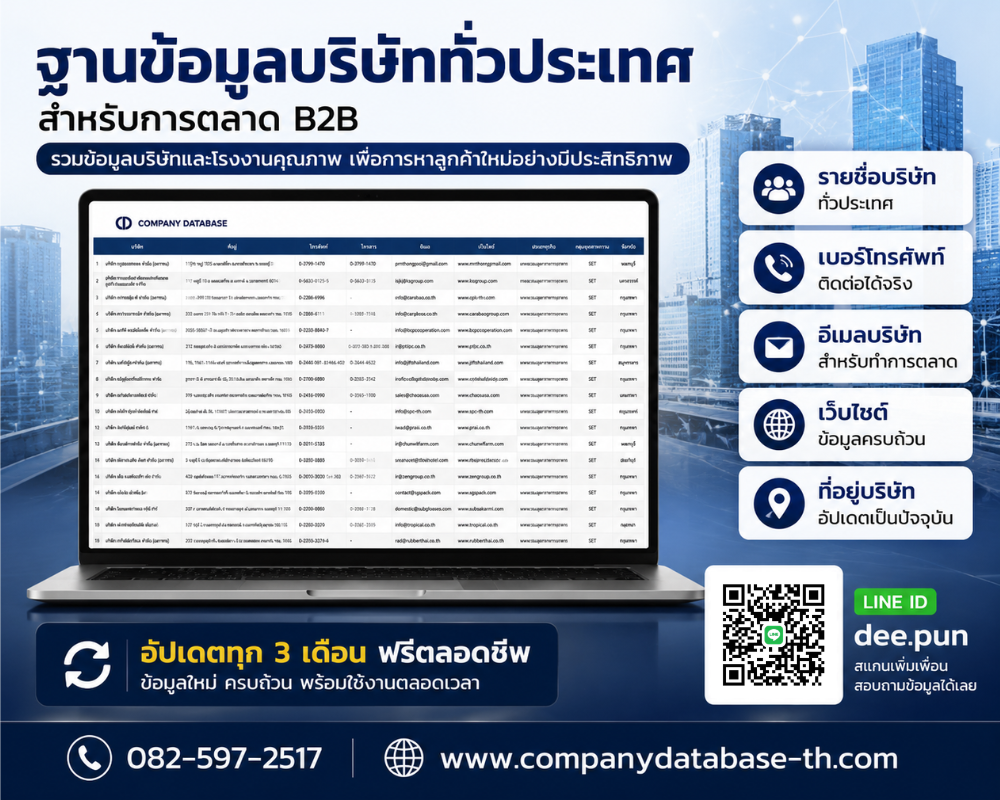 รวมข้อมูลบริษัทและข้อมูลโรงงานกลุ่มธุรกิจต่างๆ สำหรับใช้โปรโมทสินค้า/บริการ พร้อมส่งอัพเดทฟรีตลอดชีพ รูปที่ 7