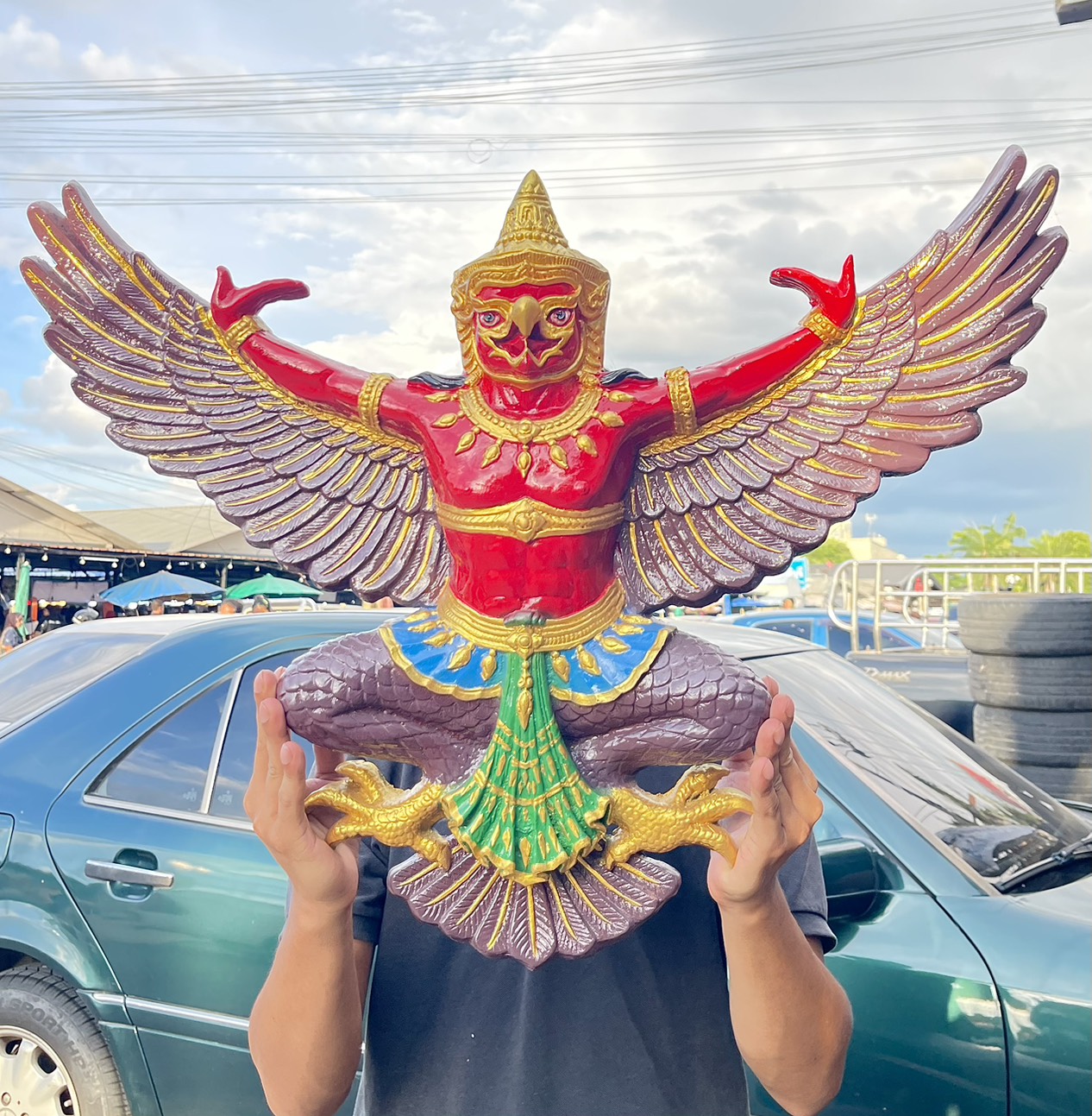 พญาครุฑ รูปหล่อพญาครุฑ พญาสุบรรณ ขนาด70ซม ครุฑติดผนัง เก่าเก็บสี รูปที่ 4