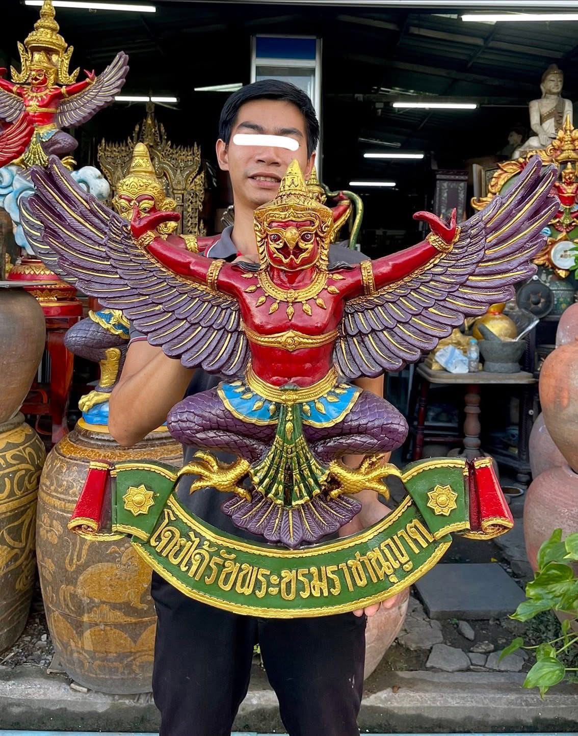 พญาครุฑ องค์ใหญ่ ขนาดปีกกว้าง70ซม รูปหล่อพญาสุบรรณ พิมพ์เทพบุตร องค์ครุฑ รูปที่ 3