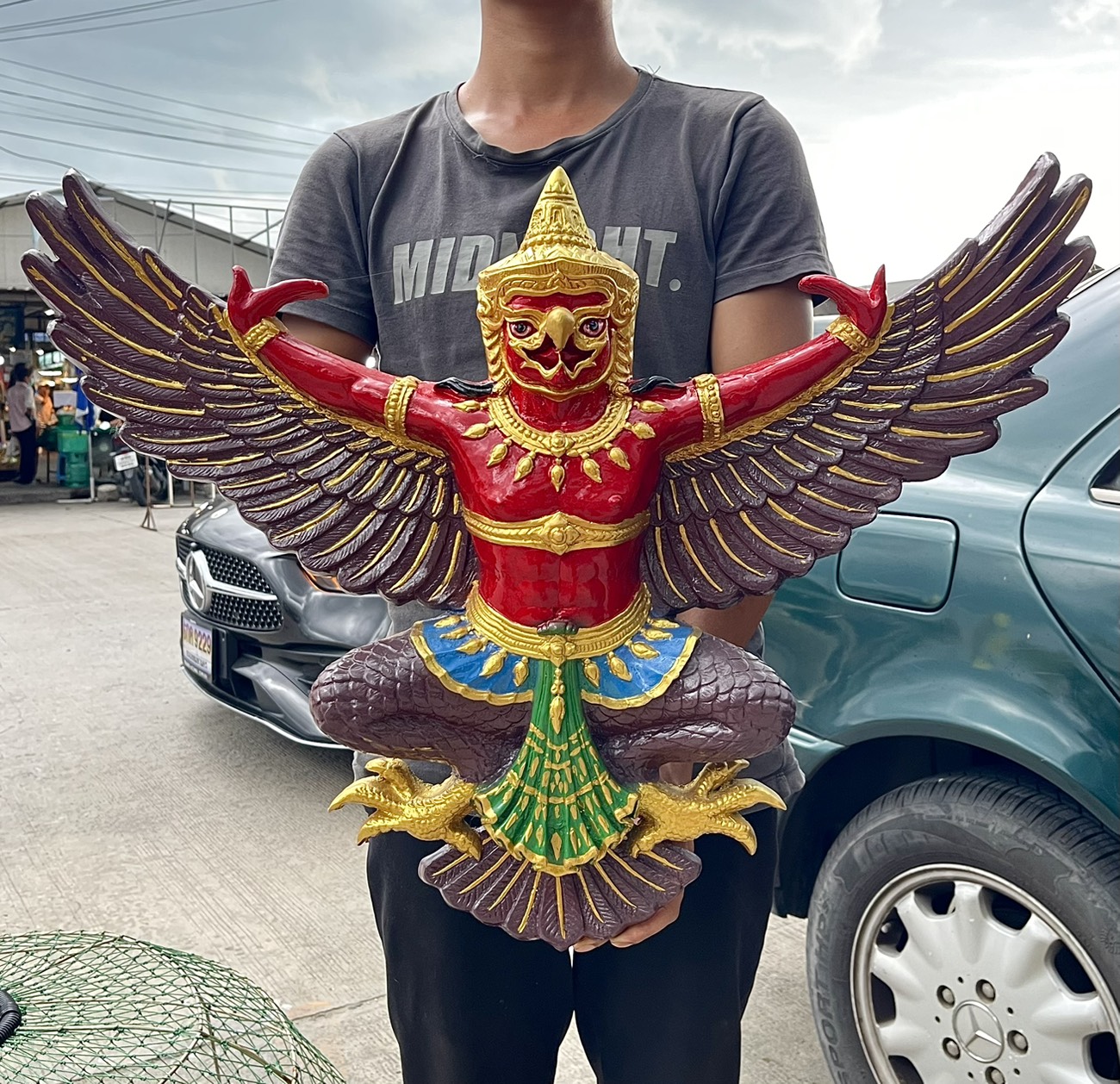 พญาครุฑ รูปหล่อพญาครุฑ พญาสุบรรณ ขนาด70ซม ครุฑติดผนัง เก่าเก็บสี รูปที่ 3