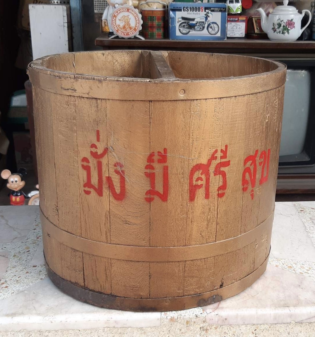 ถังตวงข้าว ขนาด20ลิตร ถังไม้ตวงข้าวโบราณ ถังไม้ตวงข้าวเปลือก ตวงข้าวสาร รูปที่ 4