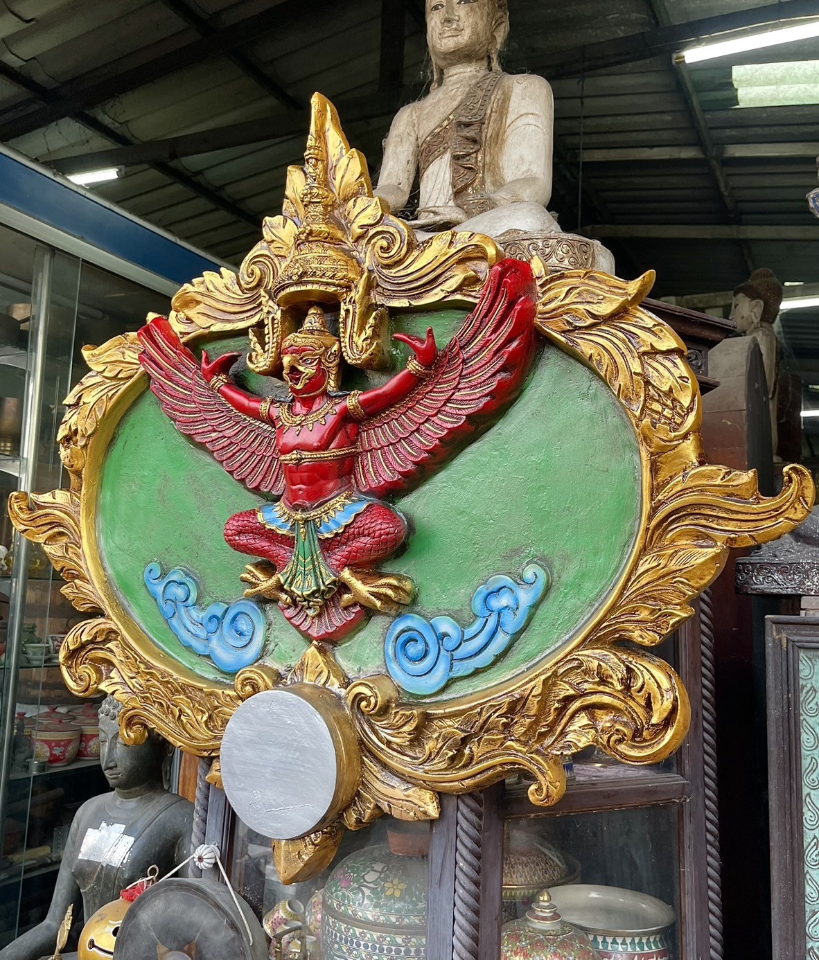 ซุ้มพญาครุฑ ขนาด1เมตร แขวนผนัง รูปหล่อพญาครุฑ พิมพ์เทพบุตร รูปที่ 5