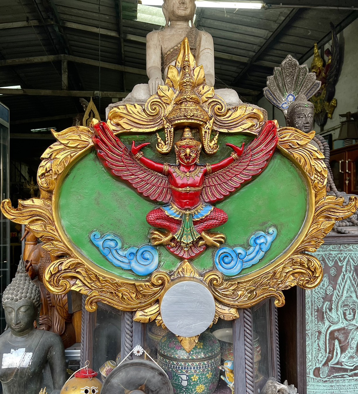 ซุ้มพญาครุฑ ขนาด1เมตร แขวนผนัง รูปหล่อพญาครุฑ พิมพ์เทพบุตร รูปที่ 3