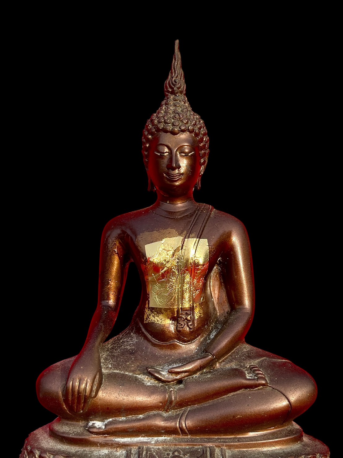 สมเด็จพระพุทธโคดม หลวงพ่อขอม วัดไผ่โรงวัว ปี2505 โลหะรมน้ำตาล หน้าตัก5นิ้ว รูปที่ 6