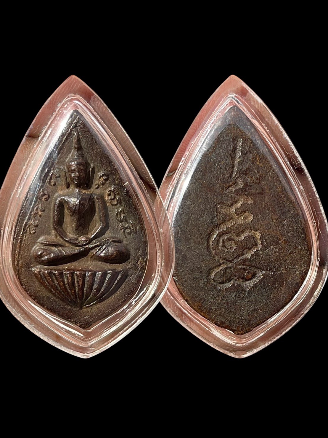 พระพุทธ พิมพ์หยดน้ำ เนื้อผงใบลานลงรัก ปี2475 หลวงปู่เหมือน วัดกลางเหนือ รูปที่ 5