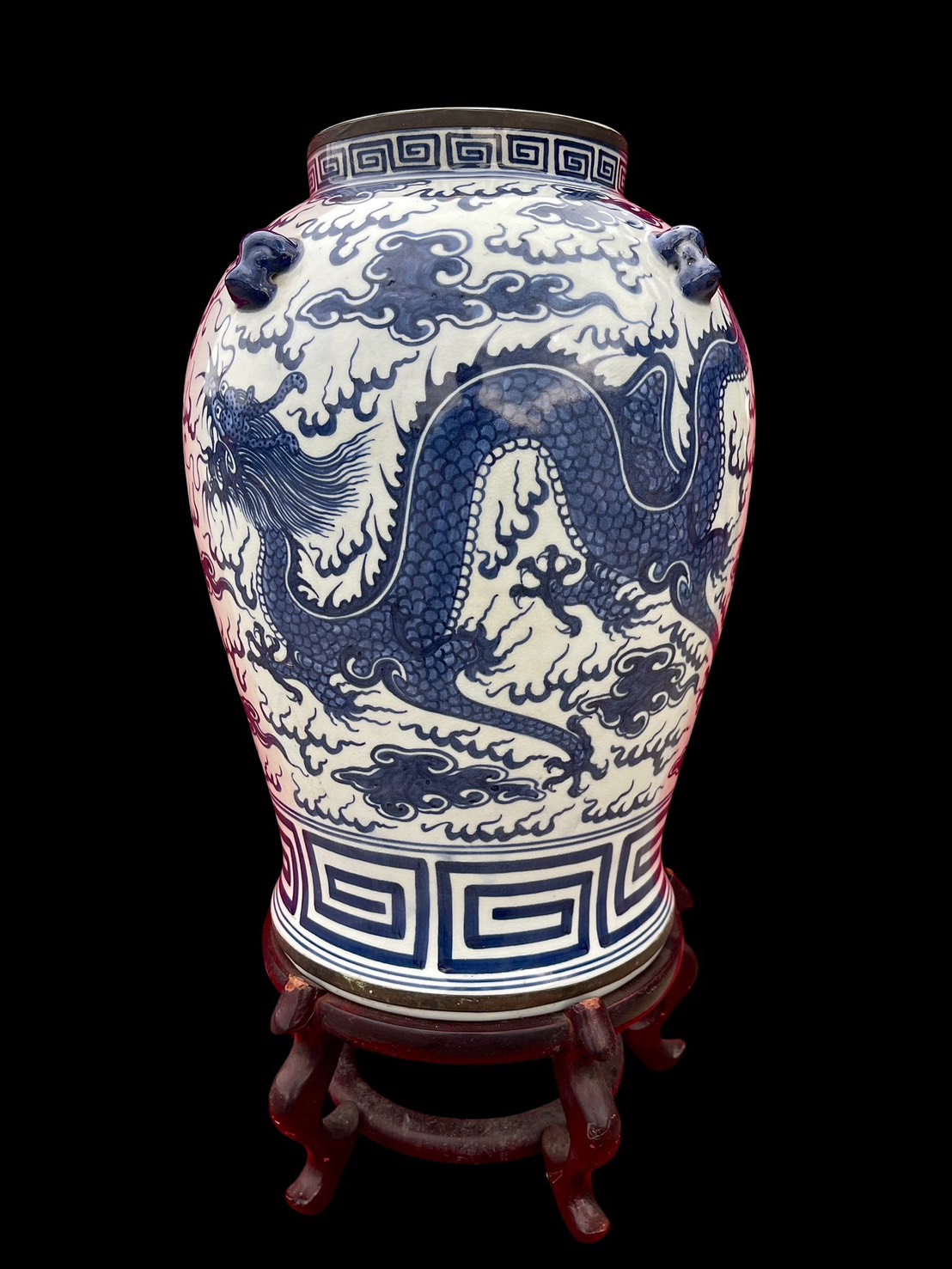 โถลายครามมังกร โถกระเบื้องลายครามโบราณ ใบใหญ่ ลายมังกร ศิลปะจากจีน รูปที่ 4