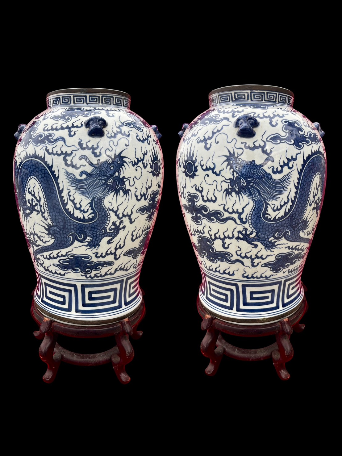 โถลายครามมังกร โถกระเบื้องลายครามโบราณ ใบใหญ่ ลายมังกร ศิลปะจากจีน รูปที่ 7