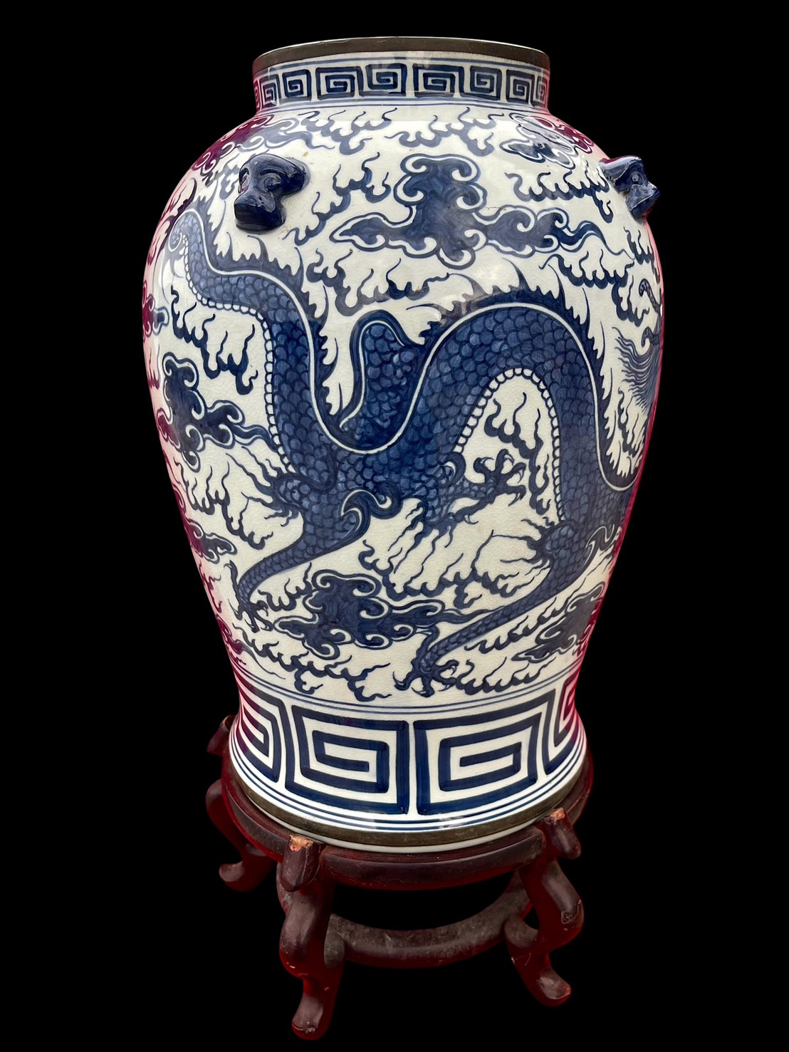 โถลายครามมังกร โถกระเบื้องลายครามโบราณ ใบใหญ่ ลายมังกร ศิลปะจากจีน รูปที่ 6