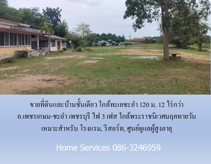 ขายที่ดินและบ้านชั้นเดียว ใกล้ทะเลชะอำ 120 ม. 12 ไร่กว่า ถ.เพชรเกษม-ชะอำ เพชรบุรี ไฟ 3 เฟส ใกล้พระราชนิเวศมฤคทายวัน เหมาะสำหรับ โรงแรม, รีสอร์ท, ศูนย์ดูแลผู้สูงอายุ รูปที่ 3