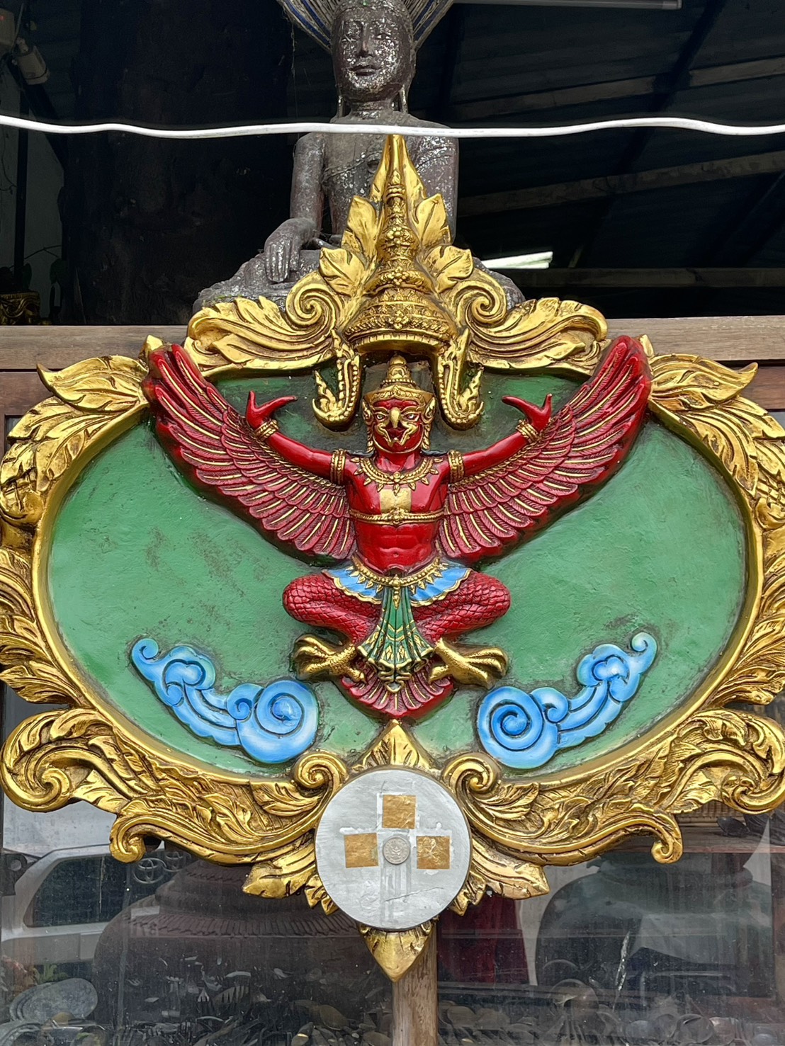 พญาครุฑ ในกรอบติดซุ้ม แขวนผนัง ขนาด1เมตร เนื้อไฟเบอร์เรซิ่น รูปที่ 3