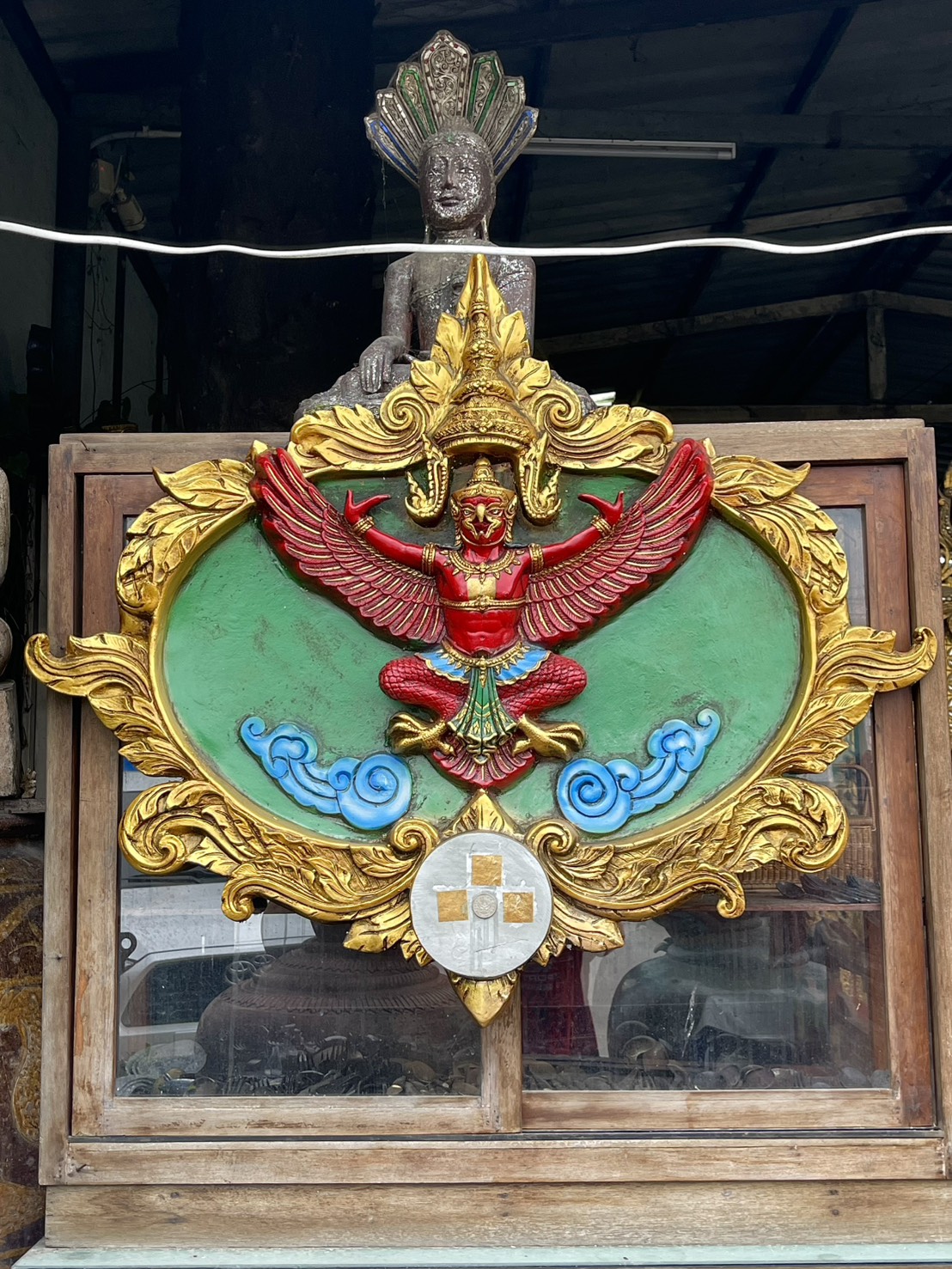 พญาครุฑ ในกรอบติดซุ้ม แขวนผนัง ขนาด1เมตร เนื้อไฟเบอร์เรซิ่น รูปที่ 4
